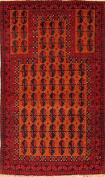Afghan Baluch Brown Rectangle 3x5 ft Wool Carpet 28280
