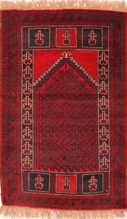 Baluch Red Hand Knotted 30 X 47 Area Rug 100-28283 Image 0