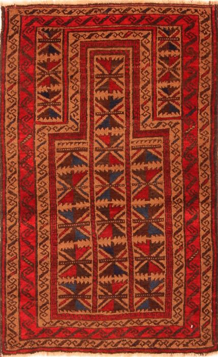 Baluch Red Hand Knotted 30 X 47 Area Rug 253-28285 Image 0