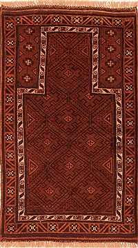 Baluch Brown Hand Knotted 3'0" X 4'7"  Area Rug 100-28289