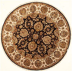 Indian Jaipur Black Round 5 to 6 ft Wool Carpet 28301