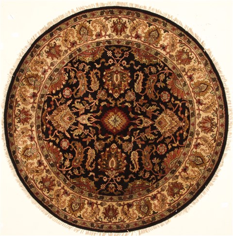 Jaipur Black Round Hand Knotted 60 X 60 Area Rug 250-28306 Image 0