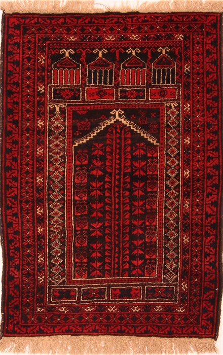 Baluch Red Hand Knotted 30 X 47 Area Rug 100-28308 Image 0