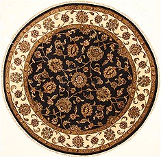 Indian Jaipur Black Round 5 to 6 ft Wool Carpet 28309