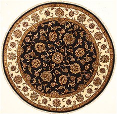 Indian Jaipur Black Round 5 to 6 ft Wool Carpet 28309