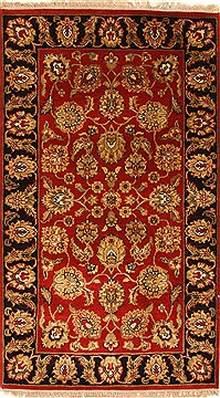 Indian Jaipur Red Rectangle 3x5 ft Wool Carpet 28311