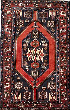 Persian Hamedan Black Rectangle 5x7 ft Wool Carpet 28315