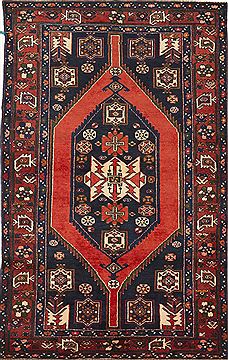 Hamedan Black Hand Knotted 4'2" X 6'10"  Area Rug 500-28315