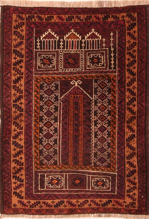 Baluch Brown Hand Knotted 28 X 40 Area Rug 100-28320 Image 0