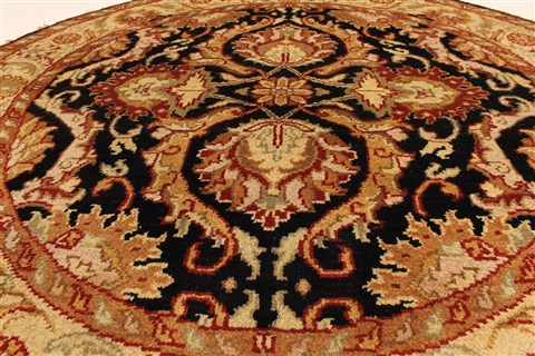 Jaipur Black Round Hand Knotted 39 X 39 Area Rug 250-28321 Image 2