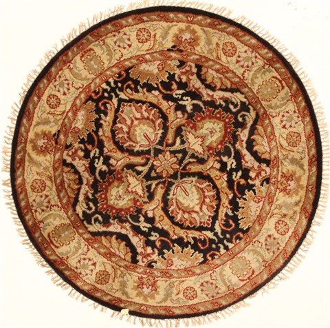 Jaipur Black Round Hand Knotted 39 X 39 Area Rug 250-28321 Image 0