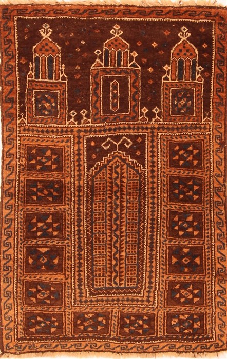 Baluch Brown Hand Knotted 30 X 47 Area Rug 253-28324 Image 0