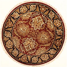 Indian Jaipur Red Round 4 ft and Smaller Wool Carpet 28325