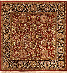 Indian Jaipur Red Square 4 ft and Smaller Wool Carpet 28332