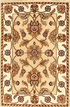 Indian Jaipur Beige Rectangle 2x3 ft Wool Carpet 28333
