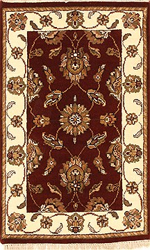 Indian Jaipur Red Rectangle 2x3 ft Wool Carpet 28336
