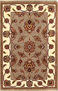 Indian Jaipur Grey Rectangle 2x3 ft Wool Carpet 28337