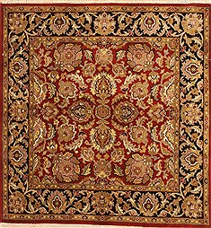 Indian Jaipur Red Square 4 ft and Smaller Wool Carpet 28339