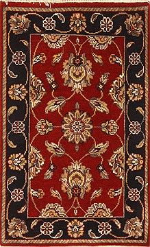 Indian Jaipur Red Rectangle 2x3 ft Wool Carpet 28340