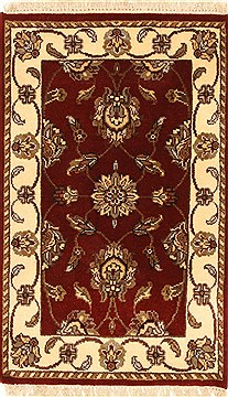 Indian Isfahan Beige Rectangle 2x3 ft Wool Carpet 28344