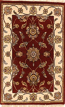Indian Jaipur Red Rectangle 2x3 ft Wool Carpet 28365