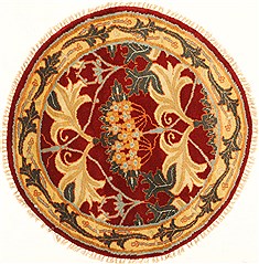 Indian Jaipur Red Round 4 ft and Smaller Wool Carpet 28376
