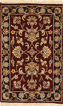 Indian Jaipur Red Rectangle 2x3 ft Wool Carpet 28380