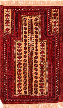 Afghan Baluch Beige Rectangle 3x5 ft Wool Carpet 28381