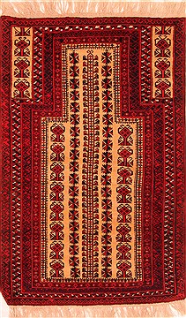 Afghan Baluch Red Rectangle 3x5 ft Wool Carpet 28381