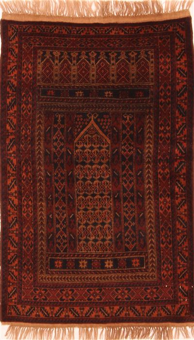 Baluch Red Hand Knotted 30 X 47 Area Rug 253-28385 Image 0