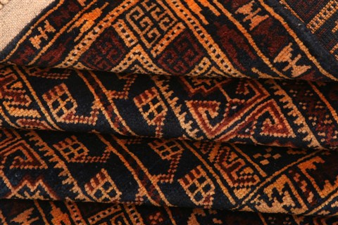Baluch Orange Hand Knotted 211 X 47 Area Rug 253-28387 Image 3