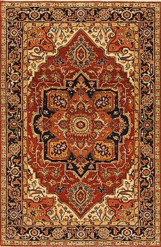 Indian Serapi Orange Rectangle 4x6 ft Wool Carpet 28389