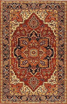 Indian Serapi Orange Rectangle 4x6 ft Wool Carpet 28389