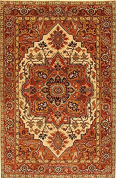 Indian Serapi Beige Rectangle 4x6 ft Wool Carpet 28395
