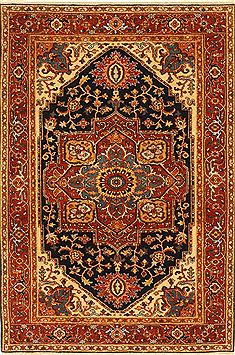 Indian Serapi Blue Rectangle 4x6 ft Wool Carpet 28403