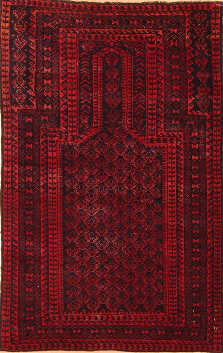Baluch Red Hand Knotted 30 X 47 Area Rug 253-28406 Image 0