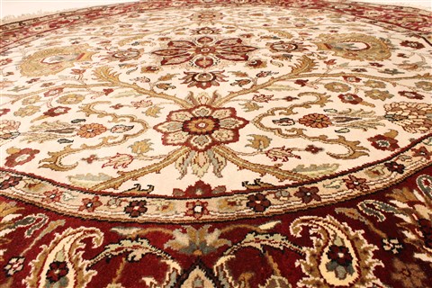 Jaipur White Round Hand Knotted 80 X 80 Area Rug 250-28431 Image 3