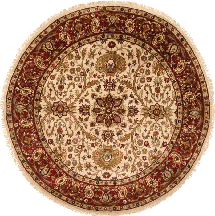 Jaipur White Round Hand Knotted 80 X 80 Area Rug 250-28431 Image 0