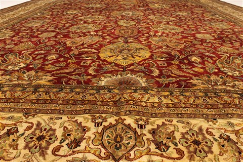 Tabriz Beige Hand Knotted 1111 X 1411 Area Rug 250-28436 Image 4