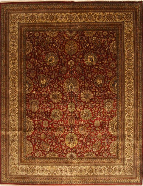 Tabriz Beige Hand Knotted 1111 X 1411 Area Rug 250-28436 Image 0