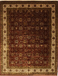 Indian Kashan Beige Rectangle 12x15 ft Wool Carpet 28440