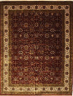 Indian Kashan Beige Rectangle 12x15 ft Wool Carpet 28440