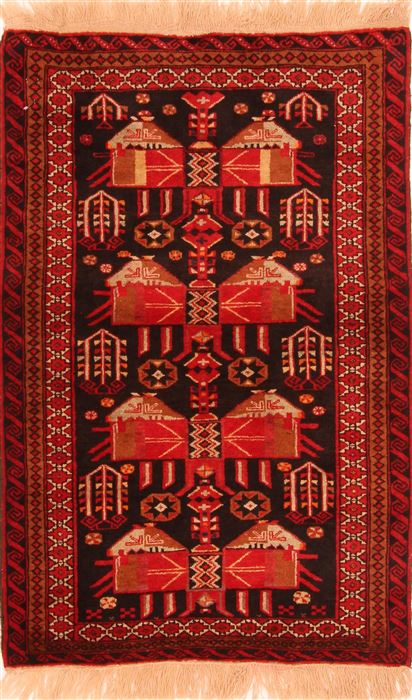 Baluch Red Hand Knotted 30 X 50 Area Rug 253-28442 Image 0