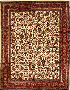 Agra Beige Hand Knotted 12'0" X 15'0"  Area Rug 250-28443