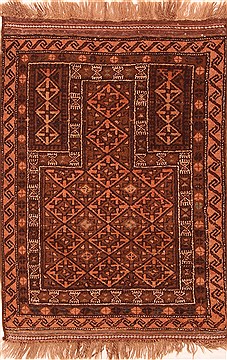 Afghan Baluch Brown Rectangle 3x5 ft Wool Carpet 28444