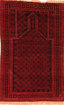 Baluch Black Hand Knotted 2'9" X 4'5"  Area Rug 100-28445