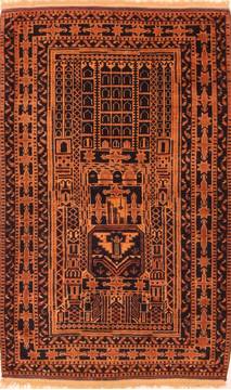 Afghan Baluch Beige Rectangle 3x5 ft Wool Carpet 28447