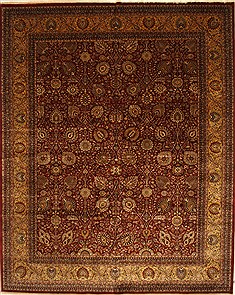 Indian Kashan Beige Rectangle 12x15 ft Wool Carpet 28448