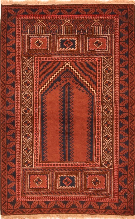 Baluch Brown Hand Knotted 30 X 50 Area Rug 253-28454 Image 0