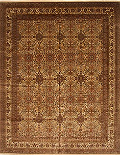 Indian Tabriz Beige Rectangle 12x15 ft Wool Carpet 28455